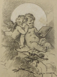 Alexander von Liezen-Mayer (1839 Raab - 1898 München) Kohlezeichnung Engel (149) - Picture 1 of 16
