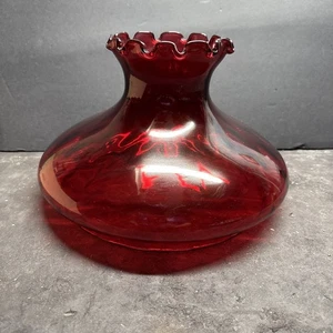 VINTAGE 10" RUBINROTE TAM O SHANTE STIL GLAS ÖLLAMPE STUDENTENSCHIRM - Bild 1 von 20