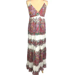Pura Vida Paisley Maxi Dress Size 12 100% Cotton Multicolor Boho Flowy - Picture 1 of 8