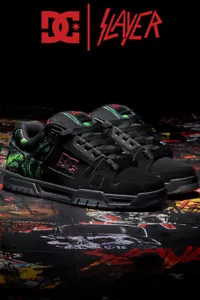Slayer x DC Zapatos Ciervo Negro Verde Negro DM236107 Zapatilla con Caja Hombres Us8.5 - Imagen 1 de 8
