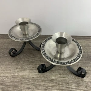 Oneida MEDITERRANEA Taper Candle Holder Set 18/8 Stainless Silver Japan - Picture 1 of 8