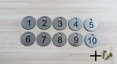 Discos de números grabados con láser de 10x3 cm, mesa, etiquetas, casillero, pub, restaurante, clubes Foto 1 de 2