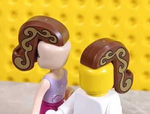 New LEGO Mohawk hair Wig DISNEY SCROLL Castle Elaborate Gold Print Brown - Picture 1 of 1