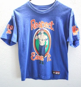John Cena "Respect Earn It" WWE 2000's Blue T-Shirt Youth Size Large - Picture 1 of 5
