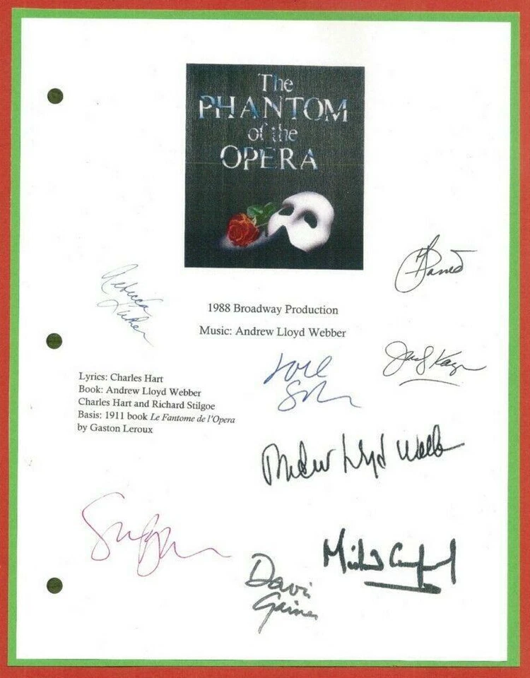 PHANTOM OF THE OPERA BROADWAY MUSICAL 1986 SIGNED SCRIPT RPT ANDREW LLOYD WEBER - Image 1 of 1