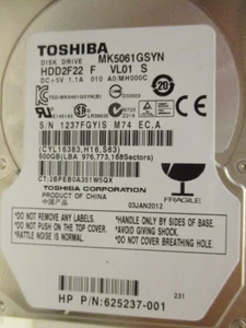 500 GB Toshiba MK5056GSY HDD2E61 F VL01 T A0/LH003C HR9 EC.A X201 #04 - Imagen 1 de 1