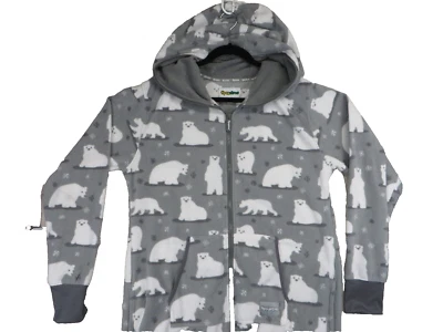 Macacão de lã adulto Tipsy Elves cinza ursos polares capuz pijama com zíper tamanho grande G - Imagem 1 de 4