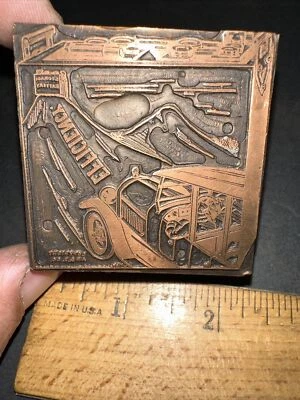 Printing Block “ Old Storage Battery, Efficiency” Copper Face, Nice Details! - Image 1 of 4