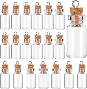20Pcs Small Glass Bottles with Cork 1ml Empty Spell Jars Mini Potion Bottles Tin - Picture 1 of 7
