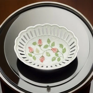 Andrea By Sadek Made In Thailand Bowl/ Trinket Dish With Lattice Edge Grannycore - Picture 1 of 6