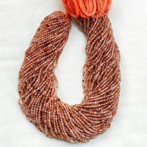 Natural Copper Rutile Quartz 2 mm Size Faceted Round Beads 12.5" Strand - Picture 1 of 7