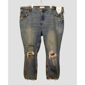 Abercrombie Fitch Jeans The Skinny 36 Short Blue Denim Destroyed Distressed NEW - Picture 1 of 12