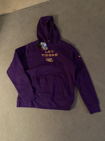 NIKE LSU TIGERS LONG SLEEVE HOODIE SWEATSHIRT PURPLE SEC FOOTBALL Cover