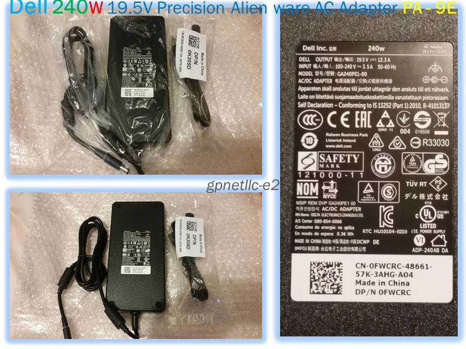 Dell FWCRC AC Adapter for Alienware 240 Watt