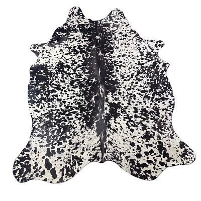Alfombra de cuero de vaca estampada blanco y negro moteado tamaño: 7x5,5 pies Z-018 Foto 1 de 4
