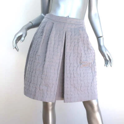 Falda Plisada Prada Gris Repujado Mezcla Seda Talla 38 Foto 1 de 4
