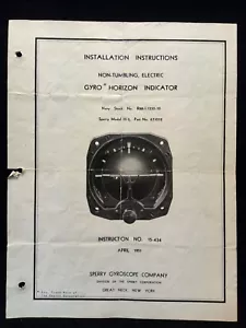 H-3 Gyro Horizon Indicador Sperry Giroscopio Instrucciones de Instalación 1951 - Imagen 1 de 3