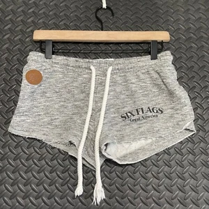 Pop Surf Six Flags Great America Gray Fleece Mini Shorts Women's Size Small - Picture 1 of 6