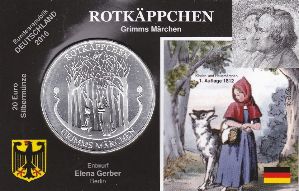 20 Euro Silber DEUTSCHLAND 2016 * ROTKÄPPCHEN * + MünzKarte / CoinCard - Bild 1 von 1