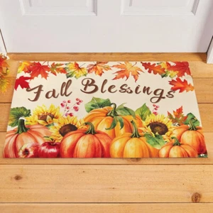 Autumn Harvest Pumpkins Fall Blessings Door Mat Non-Slip Indoor Outdoor 31x20 - Picture 1 of 3