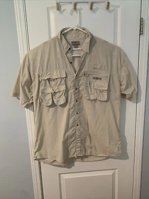 Camisa de pesca vintage Hook & Tackle Outfitters XL caqui ventilado nailon Taiwán ROC Foto 1 de 4