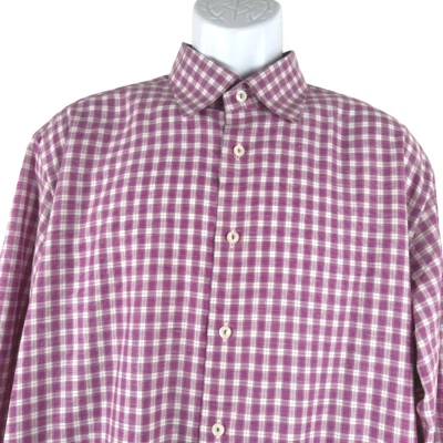 Eton Contemporary Shirt Mens Size 46 18 Cotton Linen Plaid Long Sleeve TP-3268 - Image 1 of 4