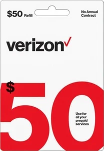 Verizon Wireless- $50 Refill, Credit Airtime Verizon Prepaid Loaded Direct - Picture 1 of 3