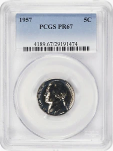 1957 Jefferson Nickel PCGS PR67 - Picture 1 of 3