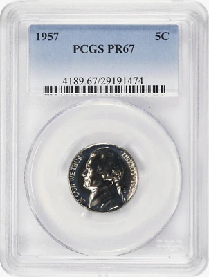 1957  Jefferson Nickel    PCGS  PR67 - Image 1 of 3