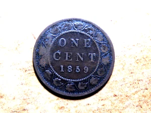 Moneda Mundial Cobre Centavo Grande Victoria Canadá 1859 'bajo 9' B16 - Imagen 1 de 2