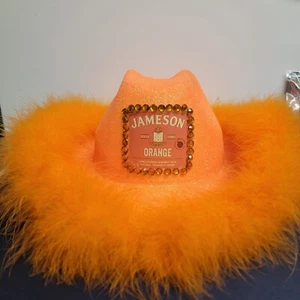 Homemade Bachelorette Party Cowboy Hat *JAMESON ORANGE* - Picture 1 of 3