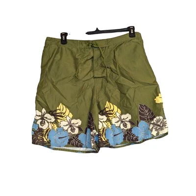 Joe Boxer Mens Floral Swim Trunks Hawaiian Size L  Green - Image 1 of 4