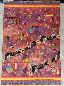 Beautiful 37" x 52" Quilted Art Wall Hanging signed by Artist - Gone Native - Picture 1 of 12