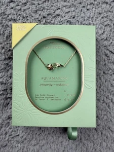 Collar Aguamarina Narciso Un Nuevo Día Marzo Oro 14k Sumergido Piedra Genuina Regalo - Imagen 1 de 4