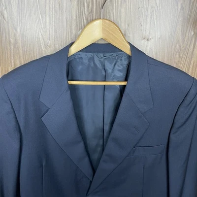 Hickey Freeman Sport Coat Mens 46L Slim Blue Black Striped 100% Wool USA Made - Image 1 of 4