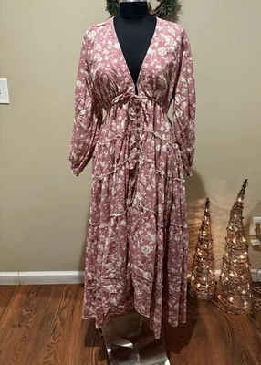 Vestido midi Free People Pappiet en capas altas y bajas rosa floral talla L Foto 1 de 4