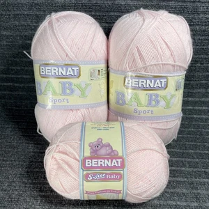 (3) Bernat Baby Sport/Softee Acrylic Yarn Baby Pink US 6/G 1256 yds Skein Lot - Picture 1 of 3