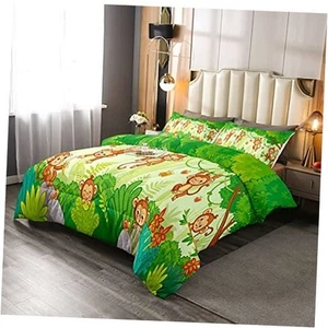 Kids Cute Monkeys Comforter Full Cartoon Wild Animal Bedding Sets Super Soft - Picture 1 of 5