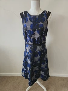 Stunning David Lawrence Navy And Black A-line Flower Floral Dress Size 12 VGC - Bild 1 von 7