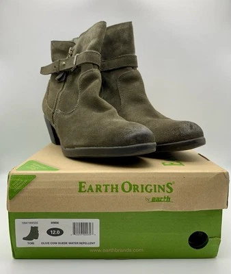 Earth Origins Mujer US 12 Tori Verde Oliva Gamuza Botines con Caja Foto 1 de 4