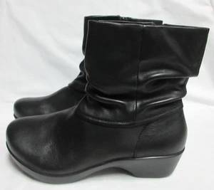 ABEO Jenna Black Leather Slip Resistant Sure Grip Side Zip Boots Women Size 10 - Picture 1 of 7
