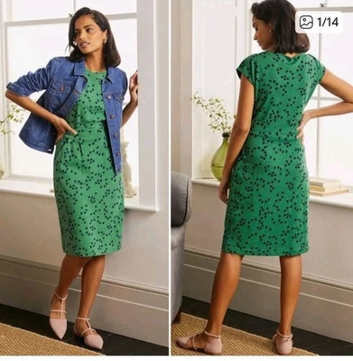 Boden Florrie Floral Autumn Jersey Dress Cotton Knee Length Pockets US 10 L - Image 1 of 4