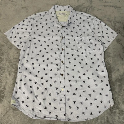 Sovereign Code Sailboat Button Down Flamingo Flip Cuff Shirt Mens L White - Image 1 of 4