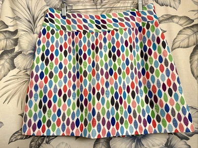 Skort de golfe Cutter & Buck CB Dry Tec feminino multicolorido geométrico linha A tamanho 10 - Imagem 1 de 4