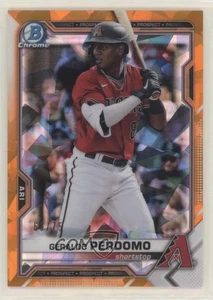 Bowman Sapphire Edition 2021 rifrattore arancione /75 Geraldo Perdomo Rookie RC - Foto 1 di 3