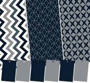 Navy Blue Geometric Wrapping Paper Pack - 6 XL Sheets - Picture 1 of 4