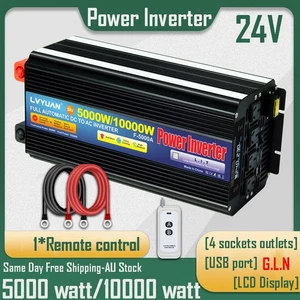 5000W 10000W Power Inverter 24V to 240V Truck 4 Sockets LCD Display Remote Kit - Picture 1 of 9