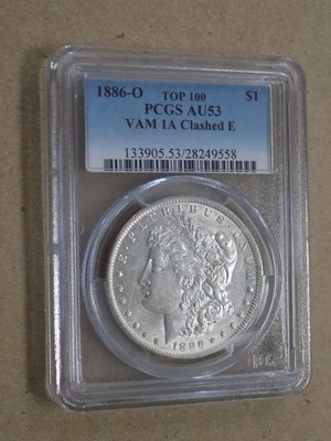 1886-O Morgan Silver Dollar. VAM 1A "Clashed E" Reverse PCGS  AU53 - Image 1 of 4