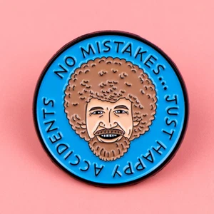 FABULOUS BOB ROSS COMMEMORATIVE ENAMELED LAPEL PIN...BONUS SILVER STORAGE BAG... - Picture 1 of 6