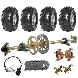 Go Kart Quad ATV 44" Rear Live Axle kit Tire Rim Wheel Hub Knuckle Brake Chain - Picture 1 of 55
